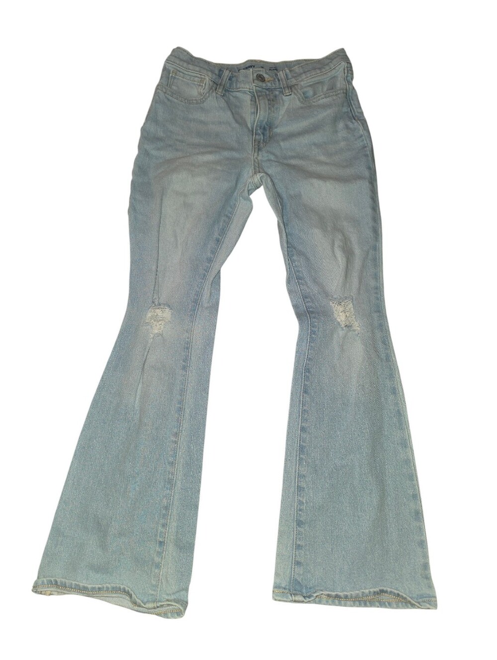 Old Navy Light Blue Girls' Flared Jeans with Knee Distress